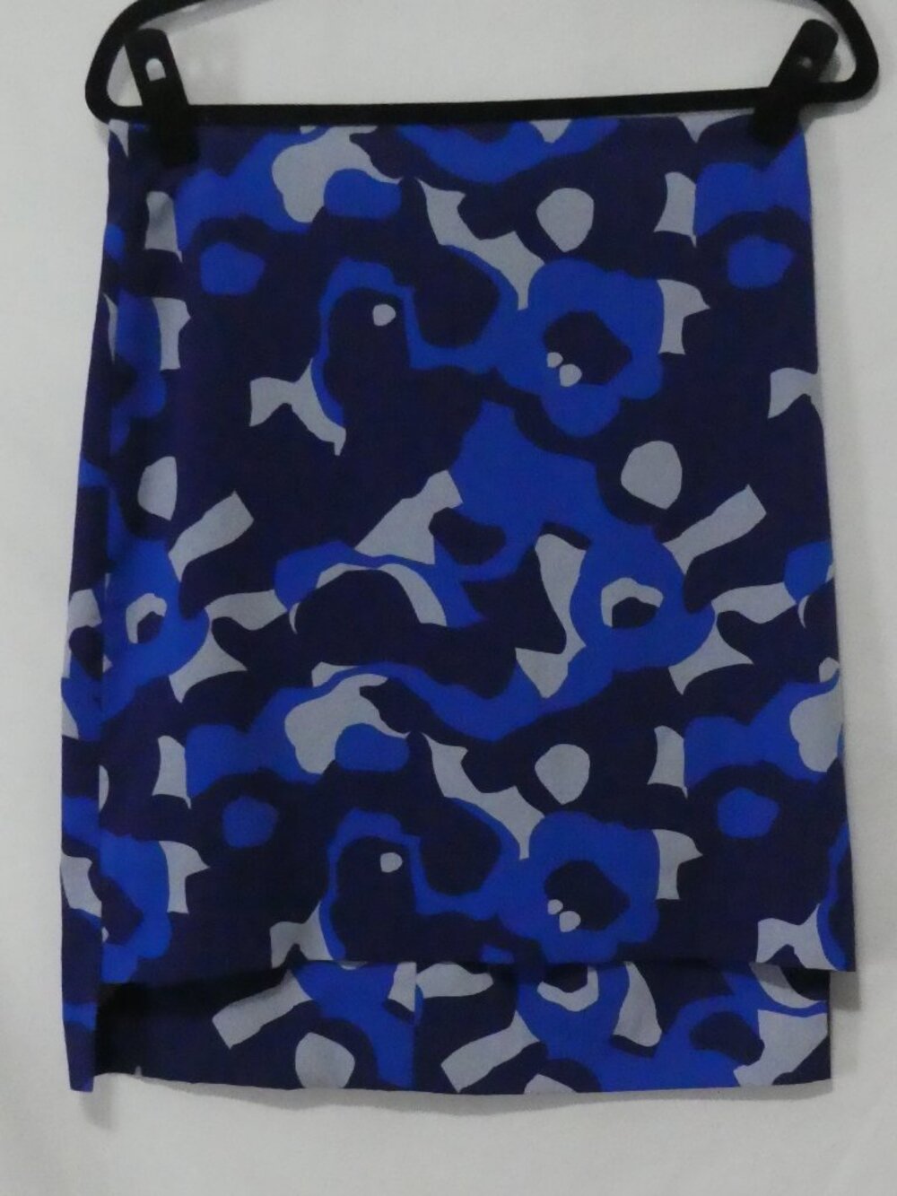 TOPSHOP Blue Abstract Camo Camouflage Stepped Hem Pencil Skirt - Size 8